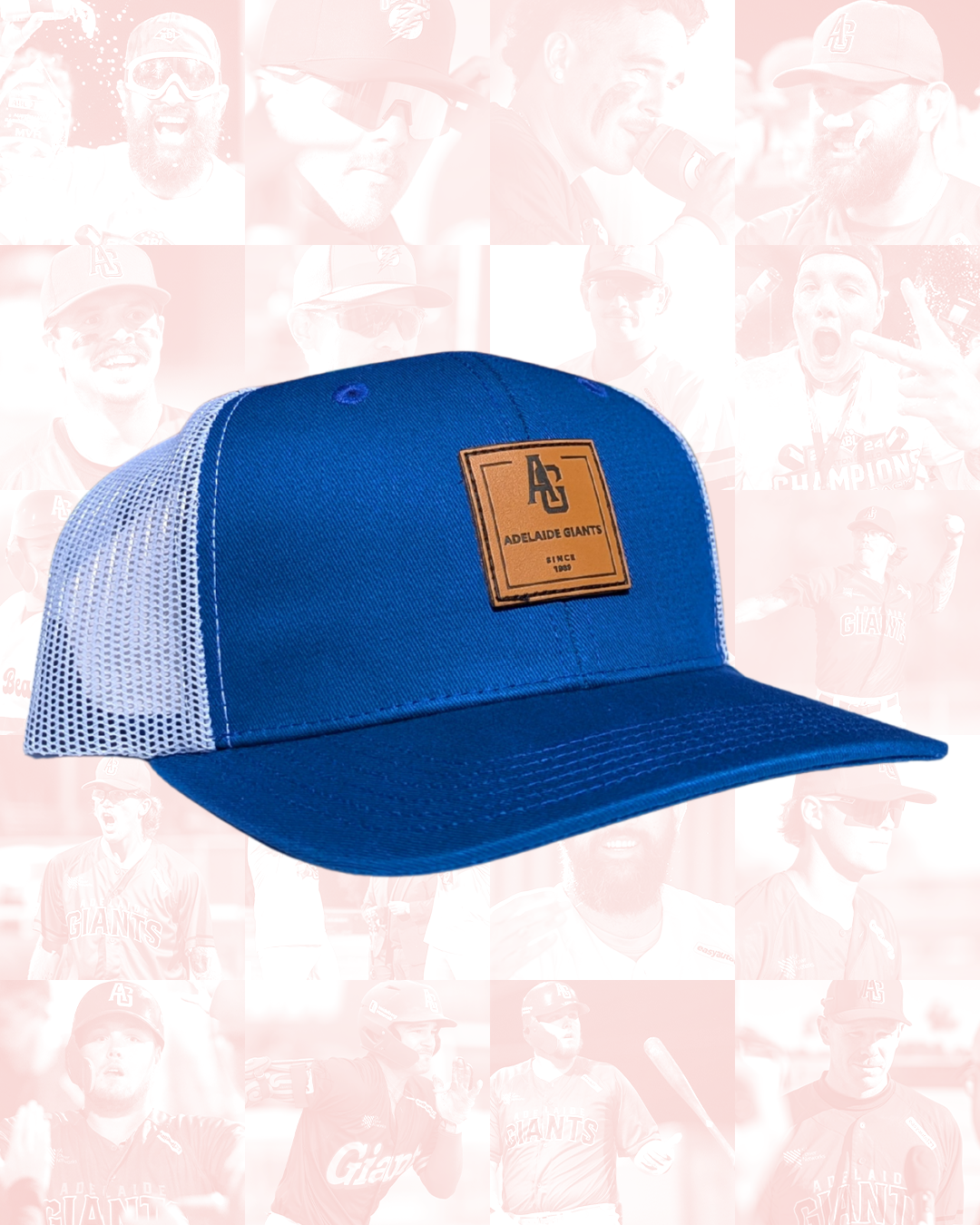 Blue and White Trucker Hat with Square AG Logo