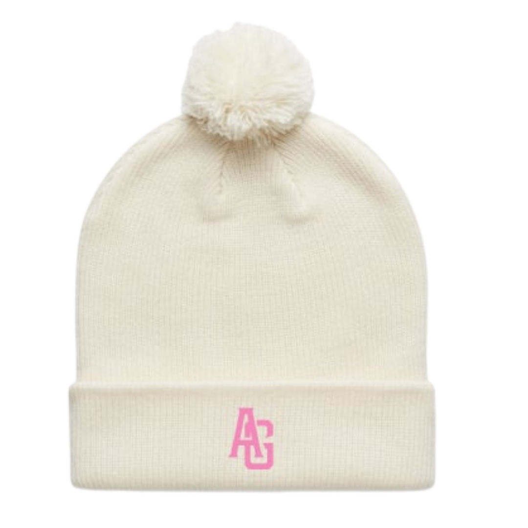 Limited Edition White and Pink AG Beanie
