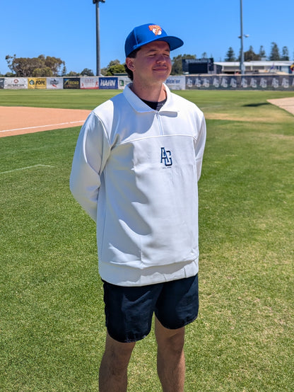 Off-White 1/4 Zip with Embroidered 'AG'