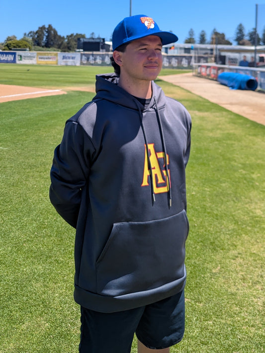 Charcoal Hoodie with Red and Yellow 'AG'